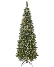 First Traditions 6ft Oakley Hills Snow Slim Tree With 250 Warm White LED Lights