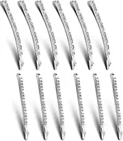 12PCS Rhinestone Bobby Pins for Hair, Elegant Rhinestone Hair Pins Gold Silver Alloy Crystal Hair Clips Bling Diamond Hair Accessories Decorative for Women Ladies Girls Wedding Prom Party