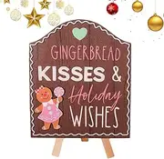 Gingerbread Signs, Christmas Sign, Tabletop Decor, Wooden Signs, Farmhouse, Wooden Gingerbread Desktop Welcome Sign,Farmhouse Table Shelf Decorations Gingerbread Decor Sign For Home Decor Store Decor