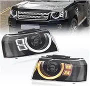 1 Pair Compatible for Land Rover Freelander 2010-20152 Headlight Assembly Modification LED Headlight Lens Daytime Running Light