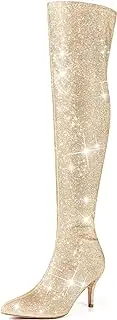 [Perphy] Glitter Thigh High Boot Stiletto Heels Over the Knee Boots for Women