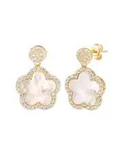 Gabi Rielle Rise Above the Crowd Collection 14K Over Silver .5in Pearl CZ Drop Earrings