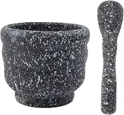 Garlic Masher Set Garlic Press Portable Wide Mouth Granite Pattern Mortar and Pestle Spice Grinding Bowl for Pesto Sauce Nuts