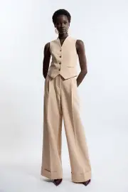 Petite Essential Tailored Wide Leg Pants