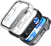 Fhyeugfy for HUAWEI Watch Fit 4 Case,[2 Pack] Hard PC Case with Tempered Glass Screen Protector,Ultra-Thin Scratch Resistant Cover for HUAWEI Watch Fit 4-Clear+Black