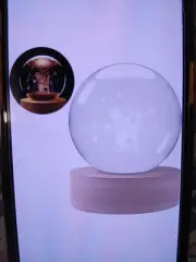Crystal Ball That Lights Up With Base Decorative Paperweight Engraved Glass