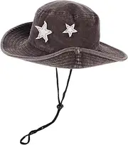 [WOFASHPURET] Sun Hat String Women's Denim Bucket Hat Western Style Large Brim Comfortable Fit for Outdoor Camping