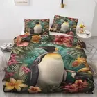 Bedding Twin Size, Tropical Jungle Floral Duvet Cover Set 3 Pieces, Botanical