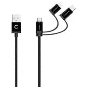 Cygnett Essentials 3-in-1 MFi Lightning Cable 1m Black