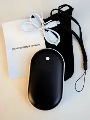 Portable Rechargeable Double-Sided Hand Warmer, Black 3 7/8" x 2 1/4"