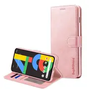 For Google Pixel 4A Case SupRShield Wallet Leather Flip Magnetic Stand Case Cover (Rose Gold)