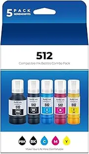 512 Ink Refill Bottles ET-7700 ET-7750 Replacement for Epson 512 Ink Refill Bottles Black Works for EcoTank ET 7700 ET 7750 Ecotank ET7700 ET7750 Printer, 5 Pack 512 Ink Refill Bottles (2BK C M Y)