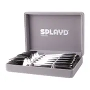 6pc Splayd Luxury All-in-One 14.5cm SS Mini Mirror Knife/Spork Utensil Set SLV