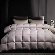 800 Fill Power Goose Down Comforter, Luxury Bed Comforters Fluffy Warmth Duvet Insert Queen/King Size, All Season Lightweight Ultra-Soft Comforter with 100% Cotton Cover,G,200x230CM/79 x90