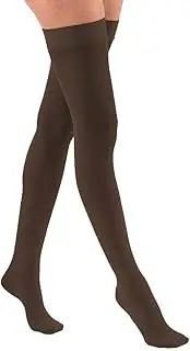JOBST UltraSheer Diamond Pattern Compression Stockings, 20-30 mmHg, Thigh High, Silicone Dot Band, Closed Toe, Espresso, Medium