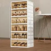 Small Space Shoe Tower 6 Tier with Magnetic Clear Door, Load Bearing 50kg, Easy Assembly Dust Free Collapsible Shoe Cabinet, 12 Pairs Shoe Storage Box Large Shoe Storage for Door Entrance