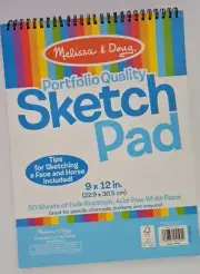 Melissa & Doug 9"x 12" Spiral 50 Sheets ~ 2 Pack ~ Portfolio Drawing Sketch Pads