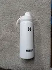 Hurley Insulated Steel Bottle 20 oz White Zebra Sealed Straw Cap Nice Handle NWT