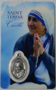 ST TERESA OF CALCUTTA, Window Prayer Card & Charm, 54mm x 85mm, Inspirational