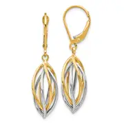 14K Two-Tone Polished Leverback Earrings