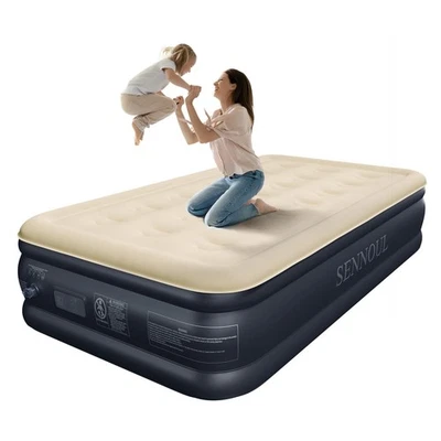 Twin Air Mattress with Built in Pump Raised,Upgraded Single Blow Up Bed,2 Min...