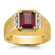 14k Yellow Gold Men's Polished and Satin Gemstone and Diamond Ring Mounting