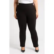 Universal Standard Pinstripe Ponte Bootcut Pants in Black at Nordstrom