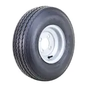 WANDA Trailer Tire Assembly 5.70-8 6-Ply Silver Rim 4 Lugs on 4"