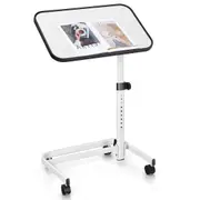 Costway Laptop Desk Overbed Desk Angle-Adjustable Desk Bedside Nursing Table White