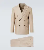 [Brioni] Brioni Double-breasted wool, linen, and silk suit AU 87 brown