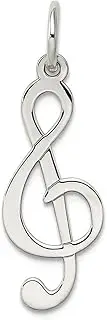 [JewelryWeb] 925 Sterling Silver Solid Polished Treble Clef Charm 20x9mm Wide Pendant Necklace for Women