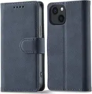 YocoverTech Case for iPhone 14 Plus Wallet Case,for iPhone 14 Plus Case[6.7"] Retro Matte PU Leather Wallet Flip Cover with RFID Blocking Card Slots Magnetic Closure Kickstand Cover-Navy Blue