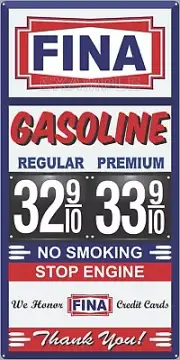 FINA GAS STATION PRICE PER GALLON OLD PUMP SIGN REMAKE ALUMINUM SIZE OPTIONS