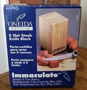 Oneida Immaculate 8-Slot Steak Knife Block – 4.5" Hardwood Cutlery Holder NEW