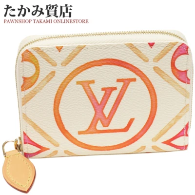 Louis Vuitton Zippy Coin Purse Wallet By The Pool Coral M83658 Used From Japan
