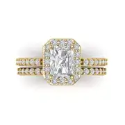 2.1ct Emerald Cut Engagement Solitaire Ring Band bridal Set 14k Yellow Gold
