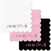FYSUIMU 150Pcs Martini Napkins A Tini Bit Older Disposable Napkins with Scalloped Edge White Pink Black Paper Luncheon Dinner Napkins for Martini Party Table Supplies