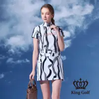 在飛比找momo購物網優惠-【KING GOLF】實體同步款-女款緞帶剪影印花涼感短袖拉