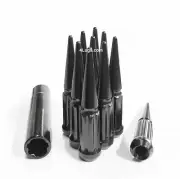 20X PCS Thread M12x1.5 Black Acorn Spline Spike Lug Nuts + 1 Key For Toyota Echo