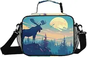 Moose Landscape Rocky Insulated Lunch Box for Women Men - Ideal for Work, Picnics - Includes Adjustable Shoulder Strap