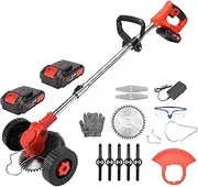 Cordless Electric Grass Trimmer, 24V 800W, String Lawn Cutter with Brush Mower