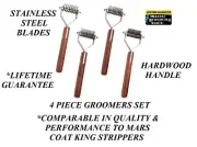 Master Grooming Toools 4 pc SET Dog COAT STRIPPER TOOL Mat DEMATTING RAKE King