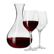 3pc Krosno Glass Harmony Collection Red/White Wine 450ml Glasses/1.6L Carafe Set