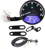 Acouto Speedometer Tachometer for Motorcycle 12000RPM Universal Motorcycle LED Backlight Digital Tachometer Speedometer Gauge Waterproof MPH DC 12V