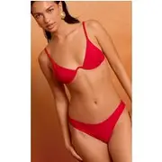 Deep Red Boomerang Tanga Bikini Bottoms, Deep Red