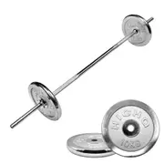 Total 28kg - Barbell Weight Set - 180cm Barbell Bar + 10kg x 2 Silver Weight Plate