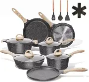Pots and Pans Set Non Stick Induction Cookware Sets, 19 Pcs W/Frying Pan, Saucep