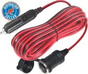 12V Car Cigarette Lighter Plug Socket Adapter 25FT Extension Cable with Cover Ca