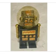 NEW Robot Snow globe, Black & Gold, Robot In Head Snow Globe Gold Glitter Snow!