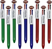 Maydahui 12PCS Multicolor Rugby Football Ballpoint Pen Retractable 4 in 1 Colored Pens Cool Ball Sports Pen 4 Color Pens for School Students Party Office
